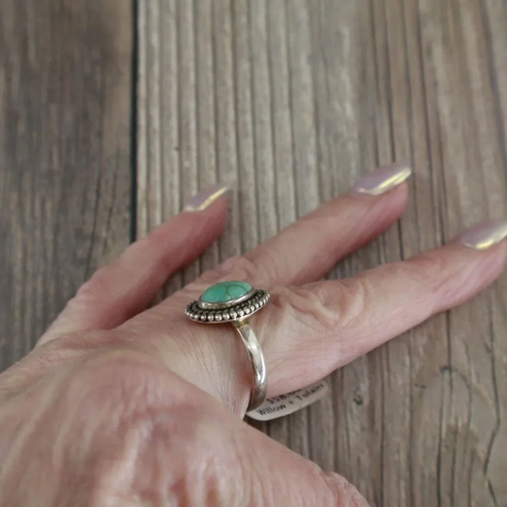 Amarillo Turquoise‎ Ring Silver Gypsy Modern Classic Party Bohemian Dainty NWT